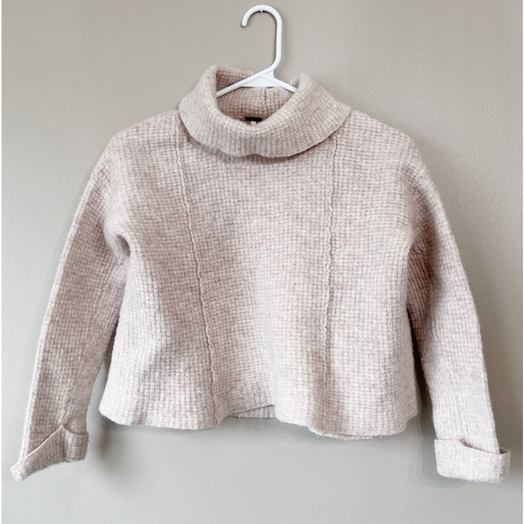Free People Sweaters - Free People Tan Cropped Turtleneck
